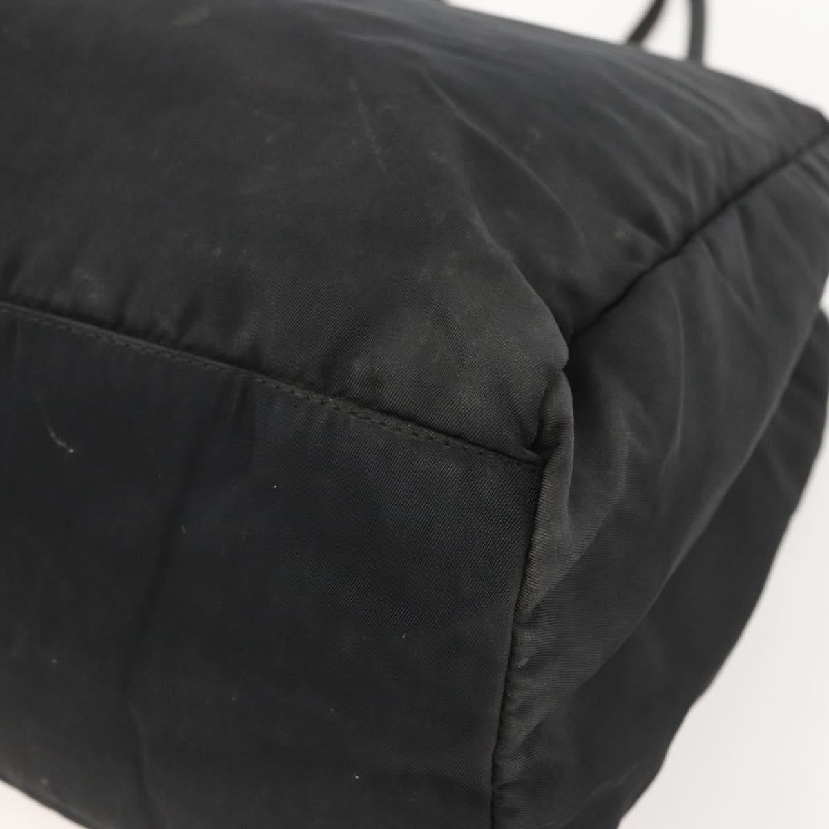 PRADA Tote Bag Nylon Black Silver Auth 160264