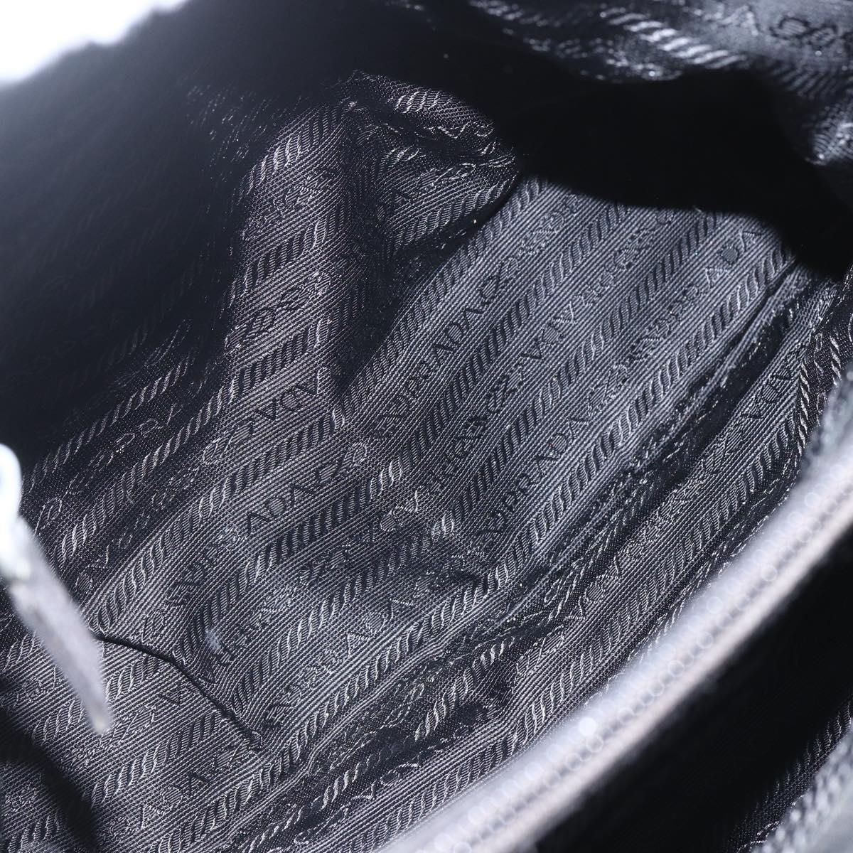 PRADA Tote Bag Nylon Black Silver Auth 160264