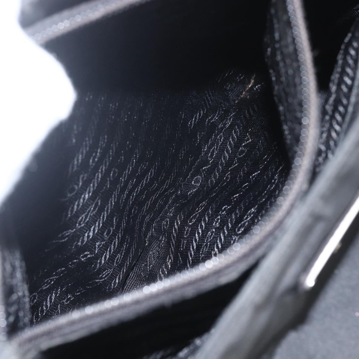 PRADA Tote Bag Nylon Black Silver Auth 160264