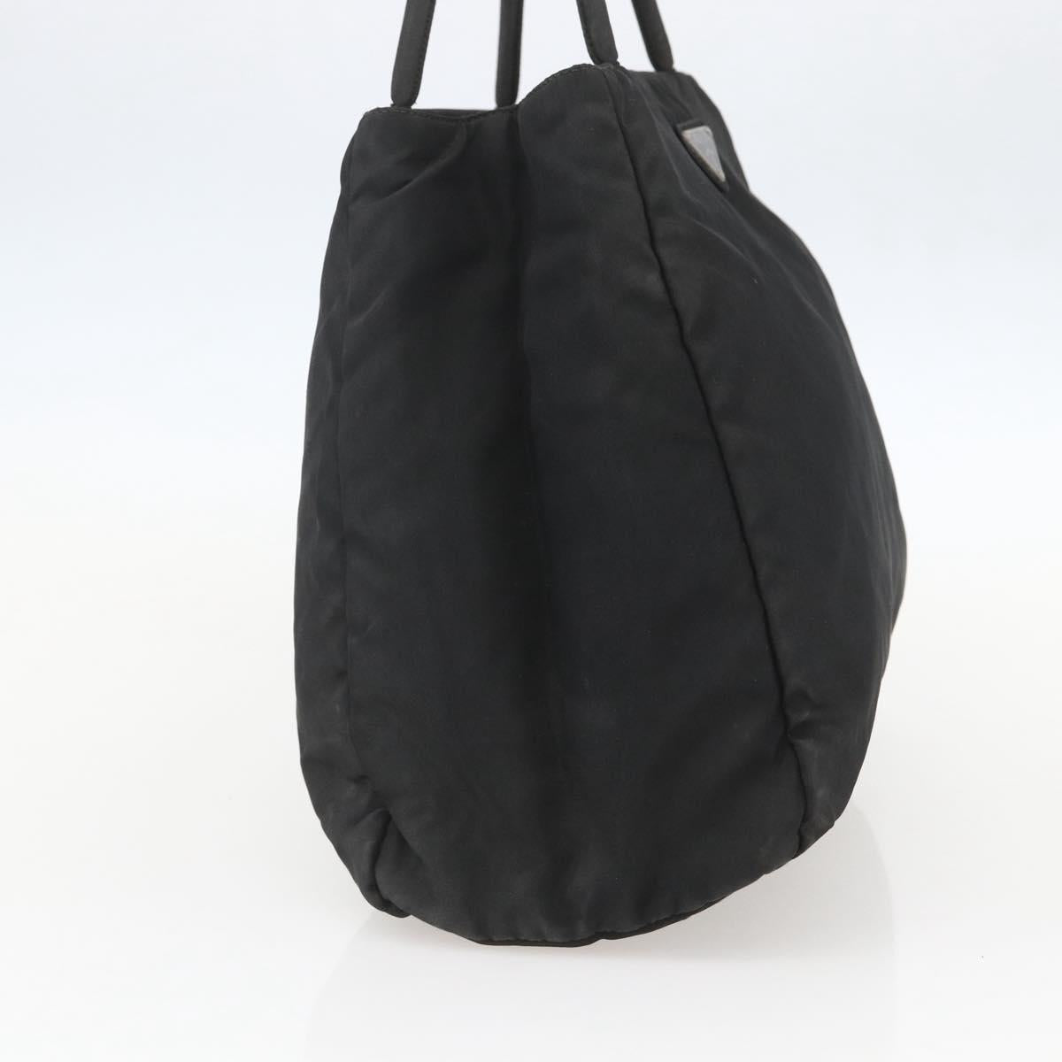 PRADA Tote Bag Nylon Black Silver Auth 160264