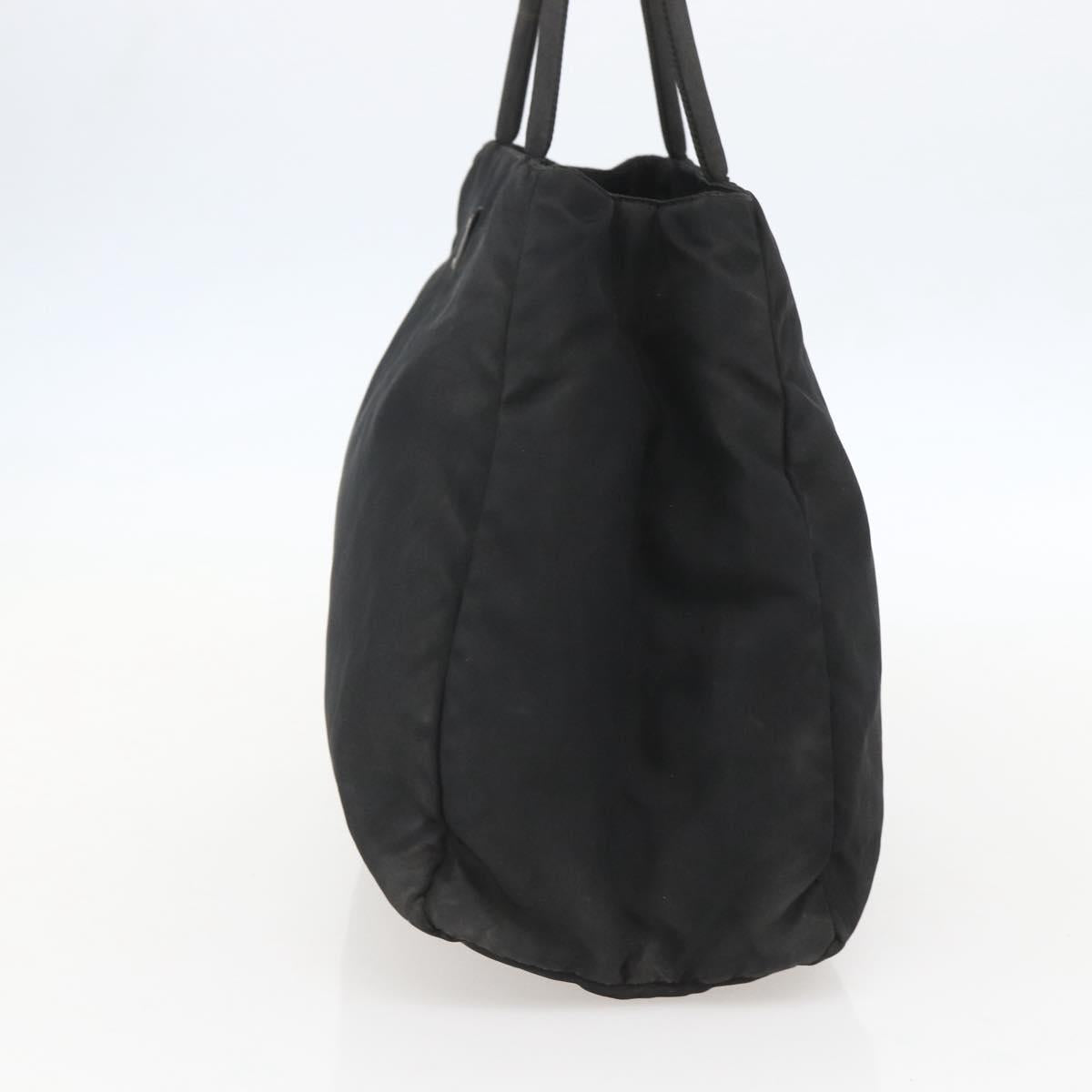 PRADA Tote Bag Nylon Black Silver Auth 160264