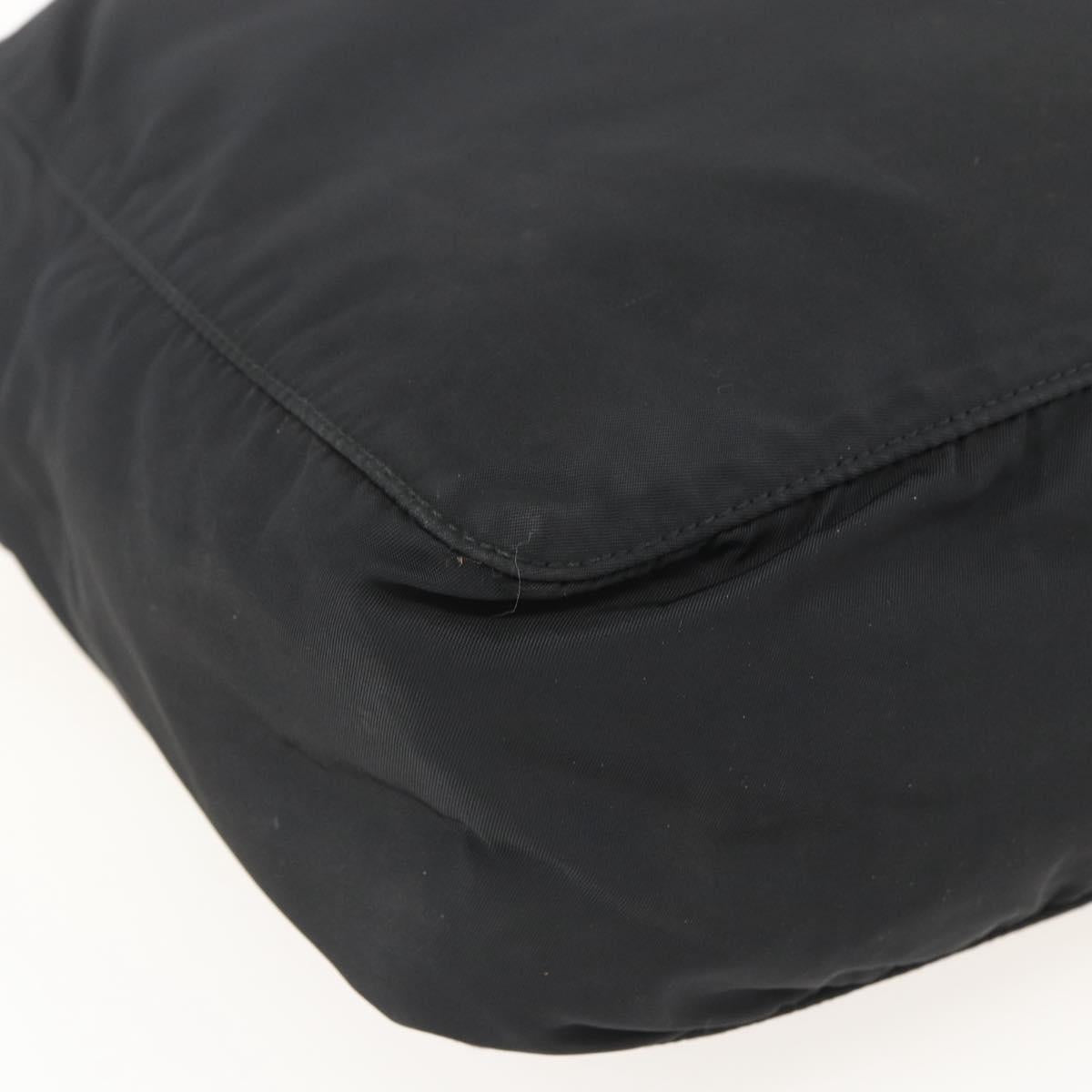 PRADA Tote Bag Nylon Black Silver Auth 160269
