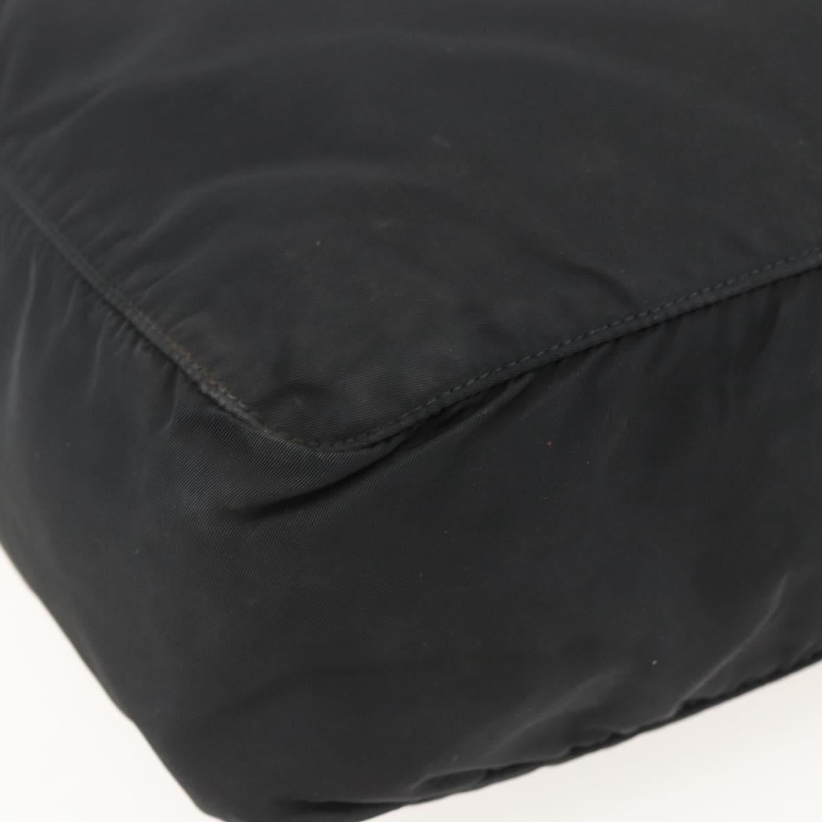 PRADA Tote Bag Nylon Black Silver Auth 160269