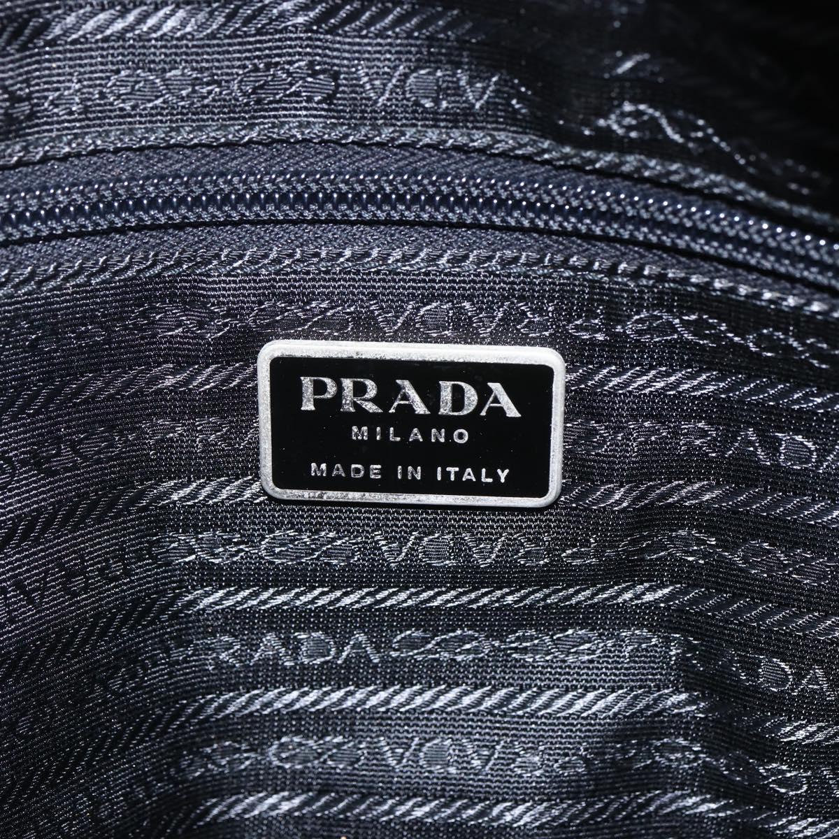 PRADA Tote Bag Nylon Black Silver Auth 160269