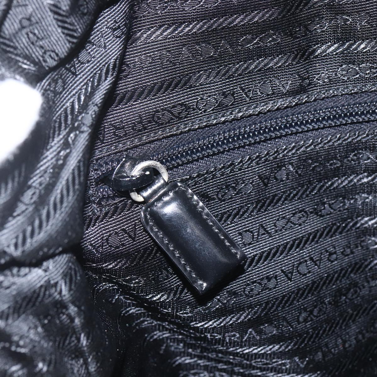 PRADA Tote Bag Nylon Black Silver Auth 160269