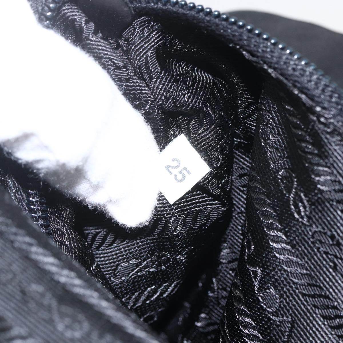 PRADA Tote Bag Nylon Black Silver Auth 160269