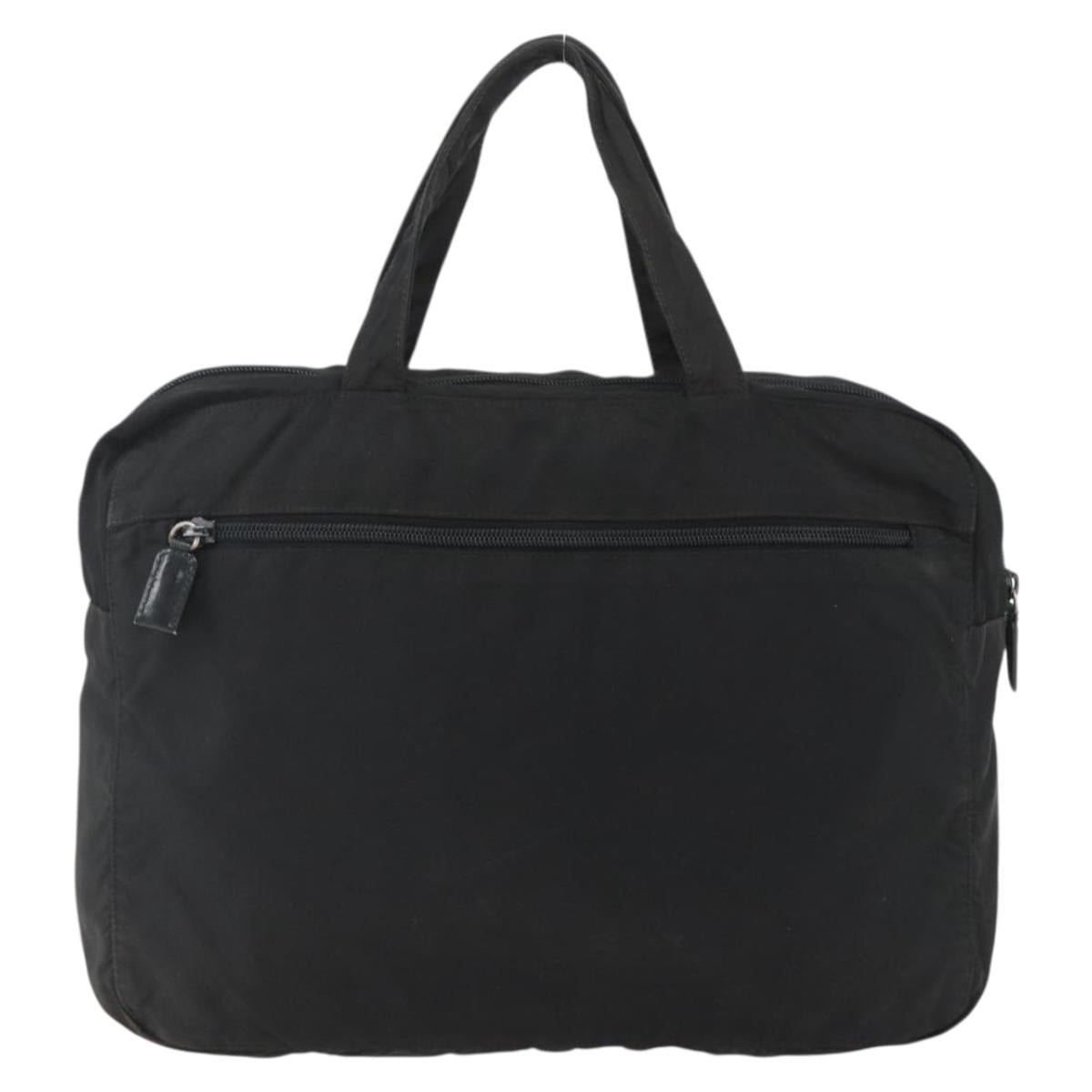 PRADA Tote Bag Nylon Black Silver Auth 160269
