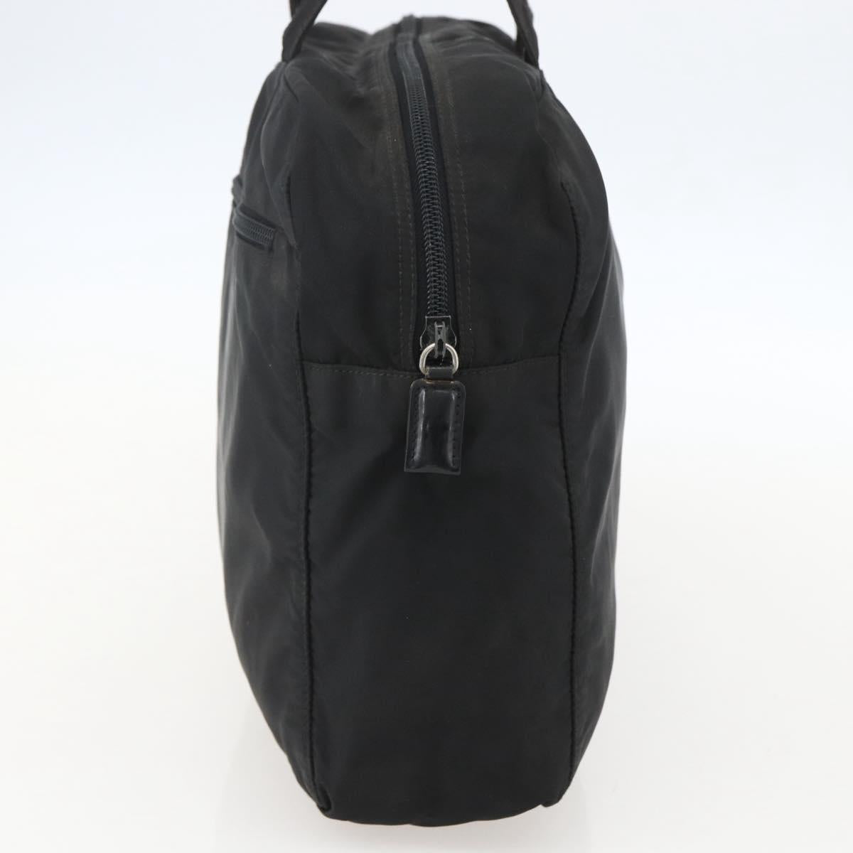 PRADA Tote Bag Nylon Black Silver Auth 160269
