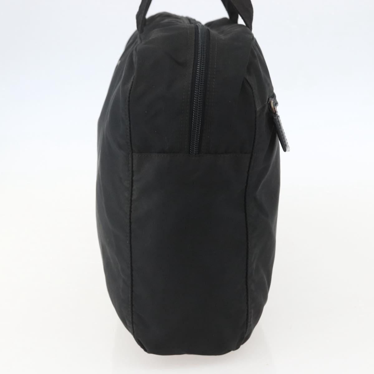 PRADA Tote Bag Nylon Black Silver Auth 160269