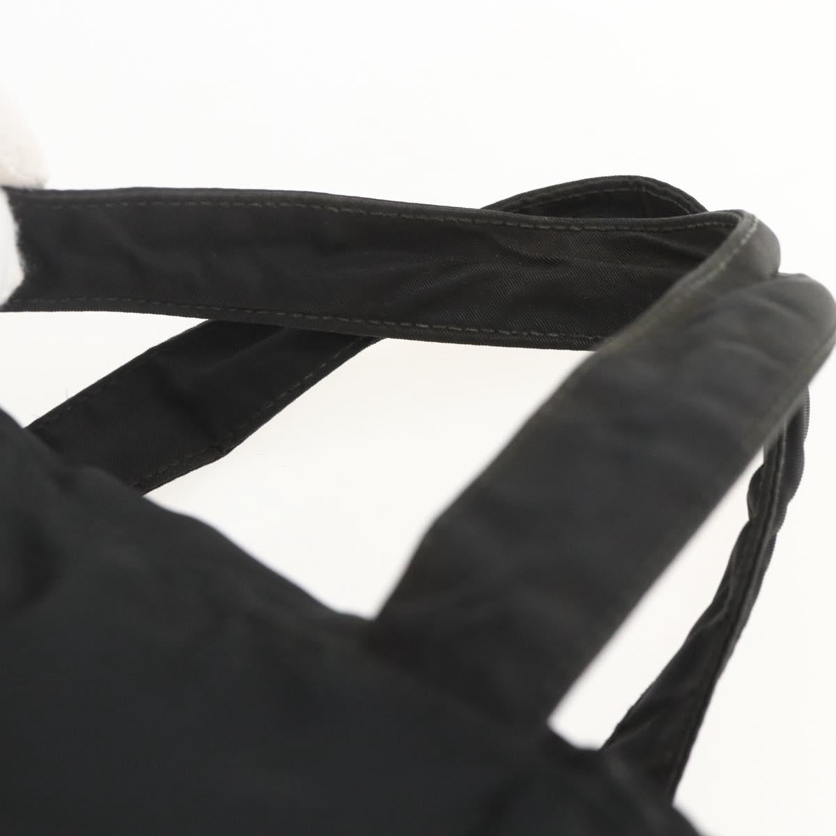 PRADA Tote Bag Nylon Black Silver Auth 160269