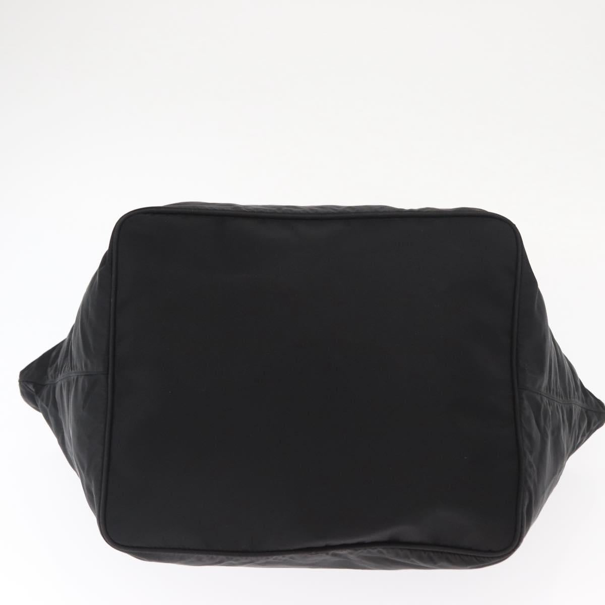 PRADA Tote Bag Nylon Black Silver Auth 160272