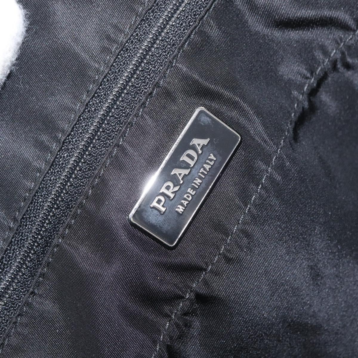 PRADA Tote Bag Nylon Black Silver Auth 160272