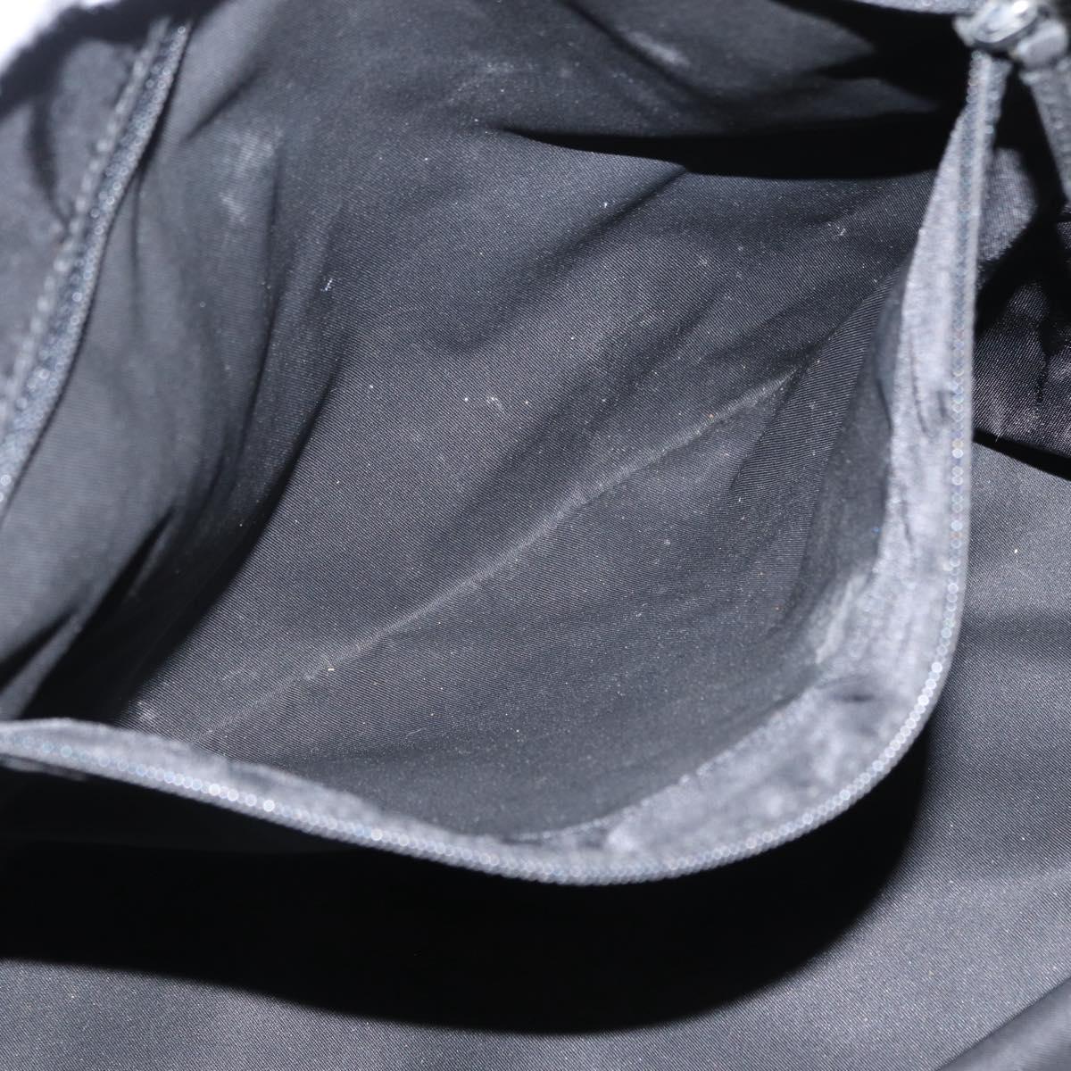 PRADA Tote Bag Nylon Black Silver Auth 160272