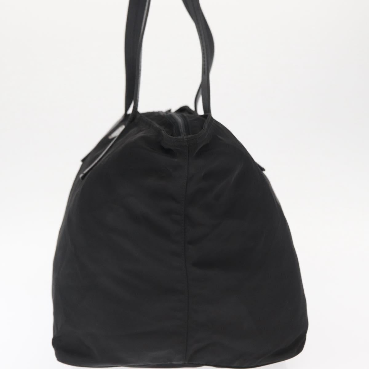 PRADA Tote Bag Nylon Black Silver Auth 160272