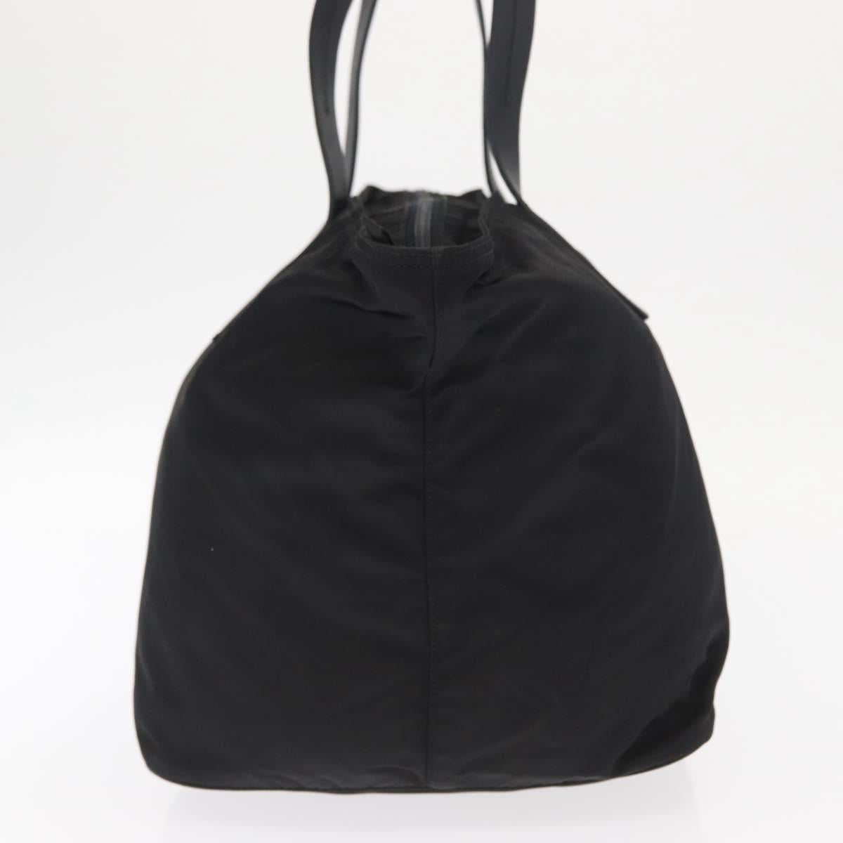 PRADA Tote Bag Nylon Black Silver Auth 160272