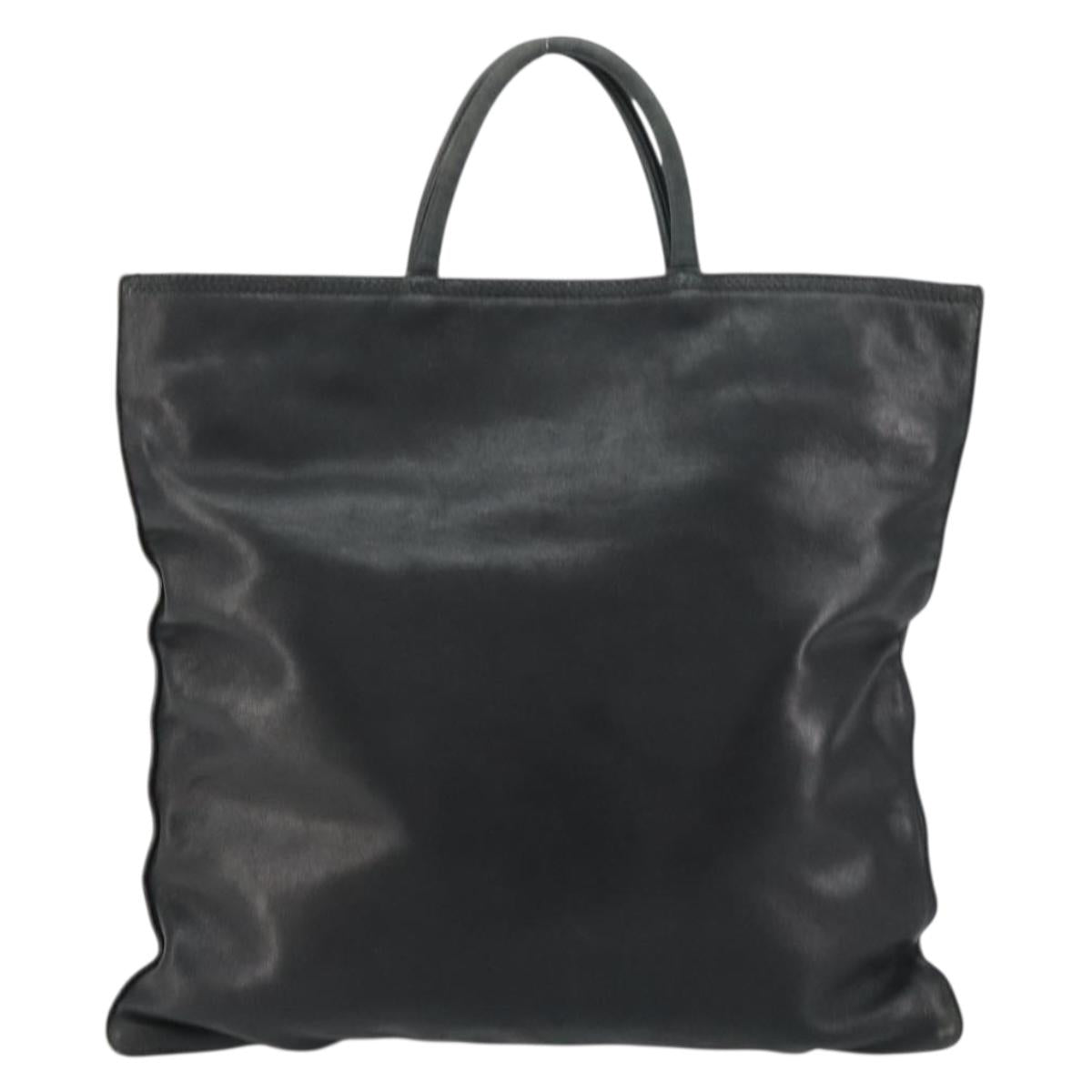 LOEWE Anagram Hand Bag Leather Black Gold Auth 160275
