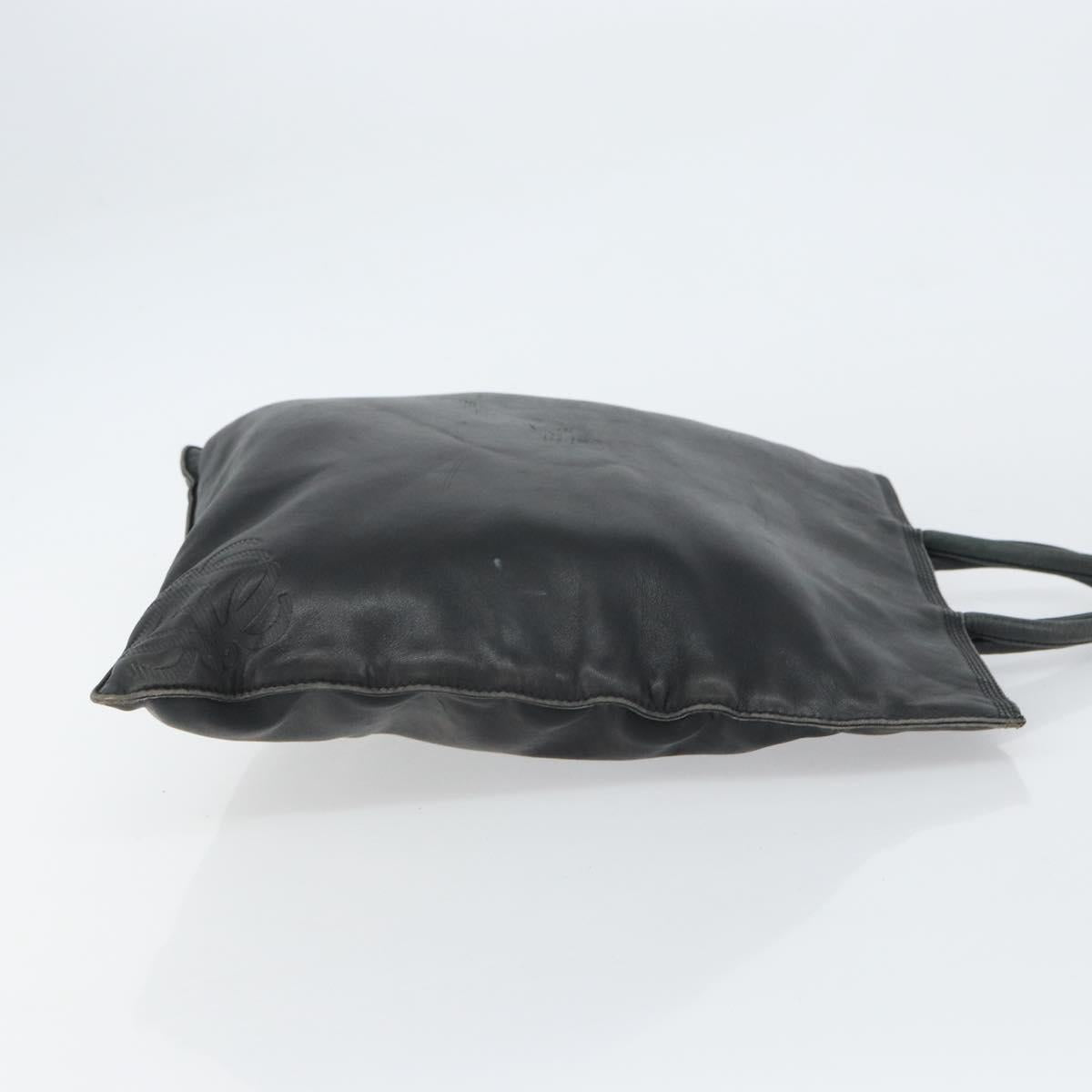 LOEWE Anagram Hand Bag Leather Black Gold Auth 160275