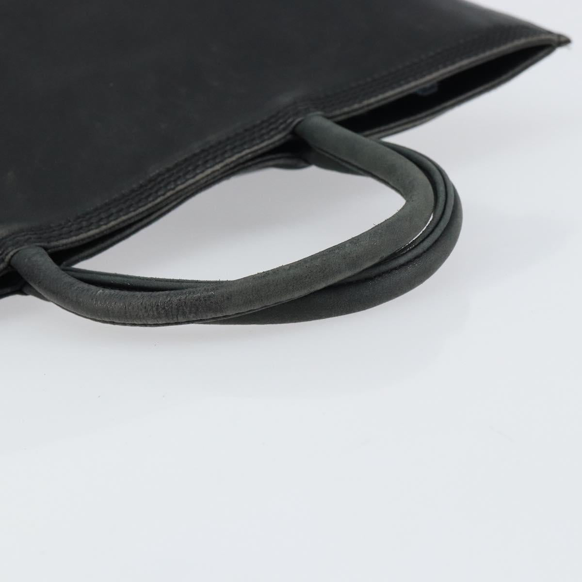 LOEWE Anagram Hand Bag Leather Black Gold Auth 160275