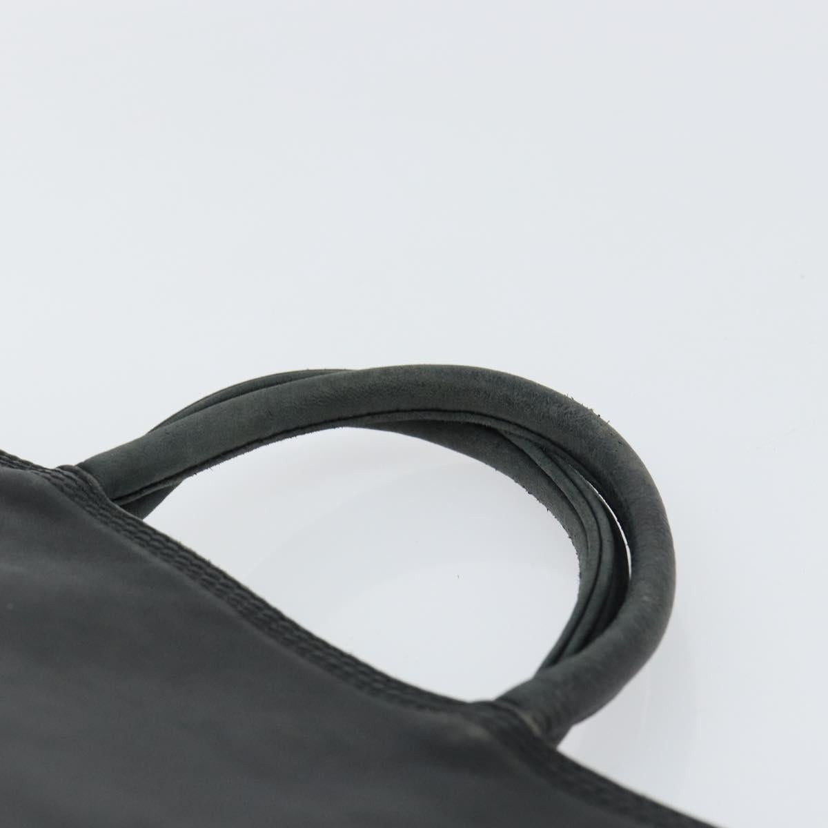 LOEWE Anagram Hand Bag Leather Black Gold Auth 160275