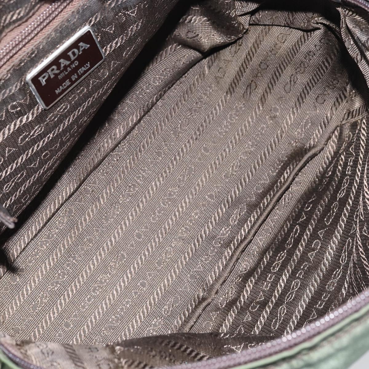 PRADA Hand Bag Nylon Green Auth 160276