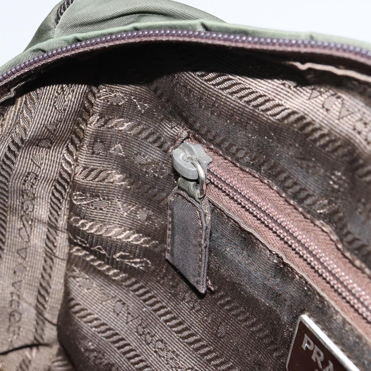 PRADA Hand Bag Nylon Green Auth 160276