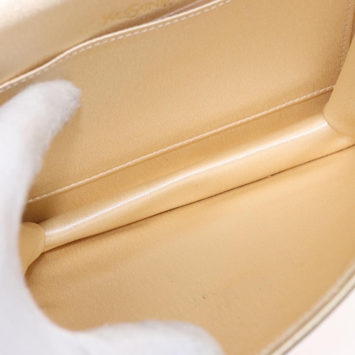 SAINT LAURENT Clutch Bag Satin Beige Auth 160279