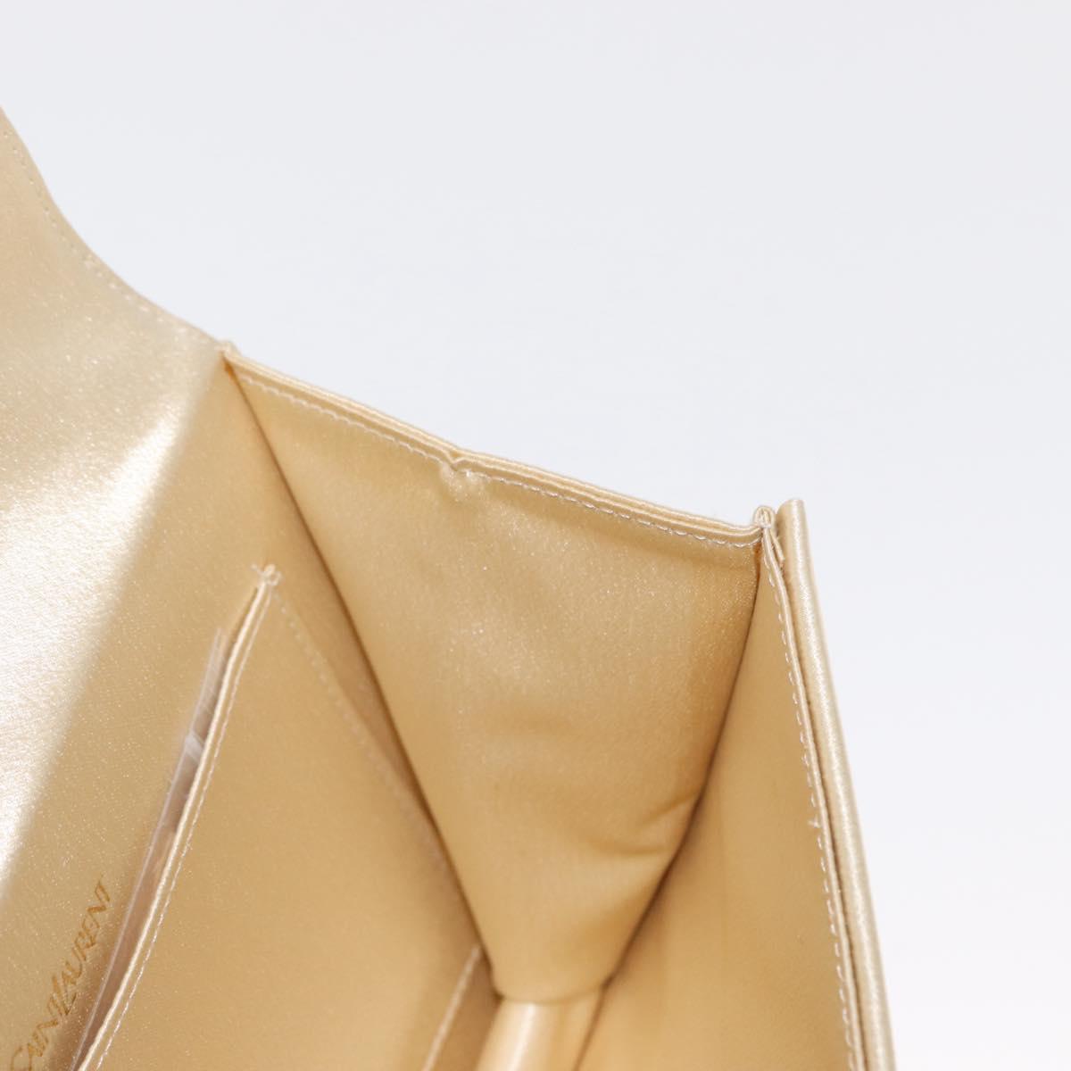 SAINT LAURENT Clutch Bag Satin Beige Auth 160279
