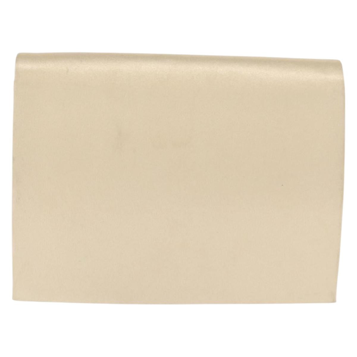 SAINT LAURENT Clutch Bag Satin Beige Auth 160279