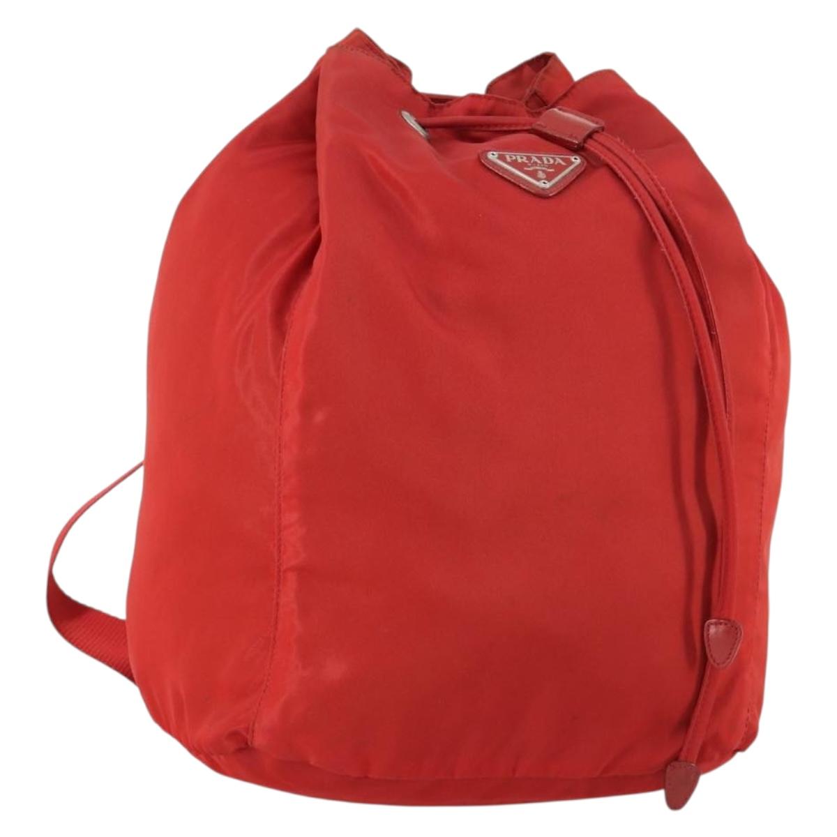 PRADA Backpack Nylon Red Silver Auth 160280