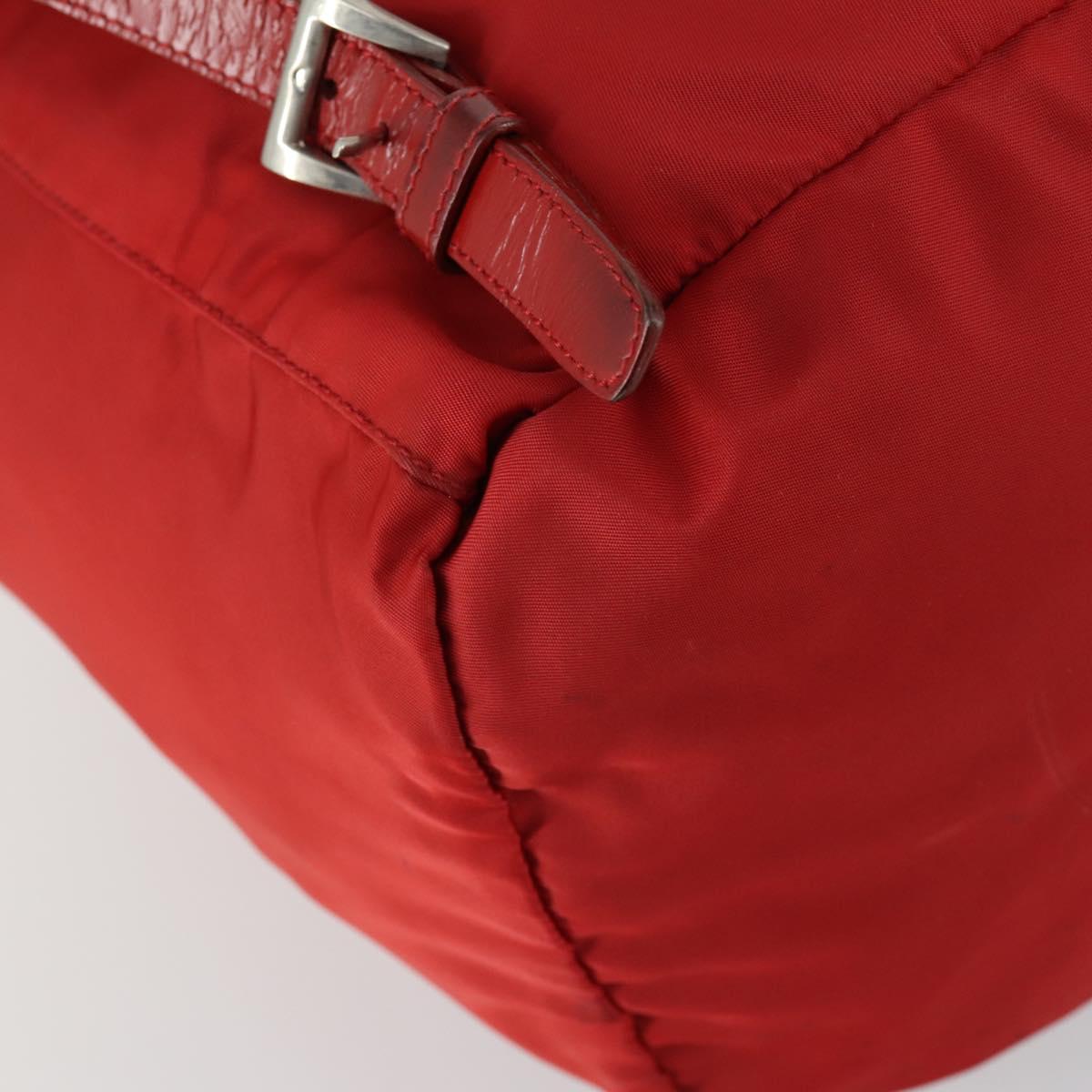 PRADA Backpack Nylon Red Silver Auth 160280