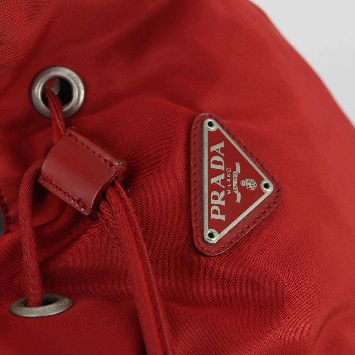 PRADA Backpack Nylon Red Silver Auth 160280