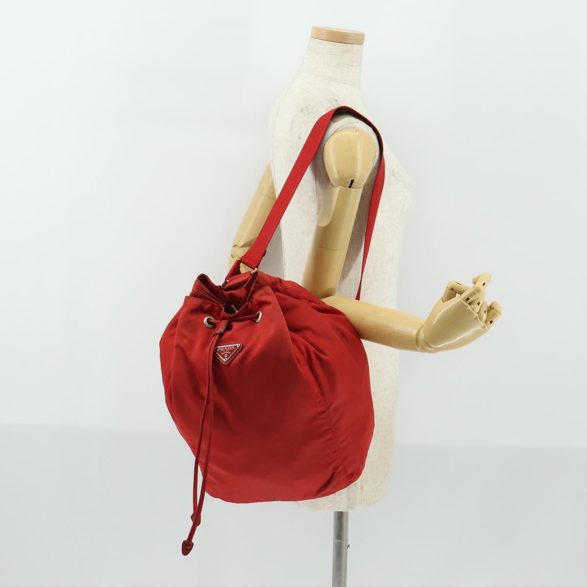 PRADA Backpack Nylon Red Silver Auth 160280