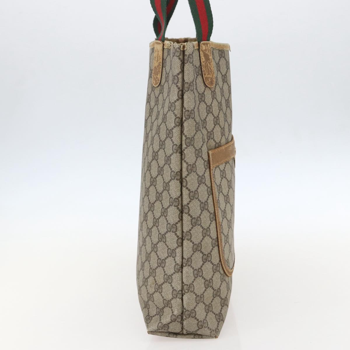 GUCCI GG Supreme Web Sherry Line Tote Bag PVC Beige 40 02 003 Auth 160283
