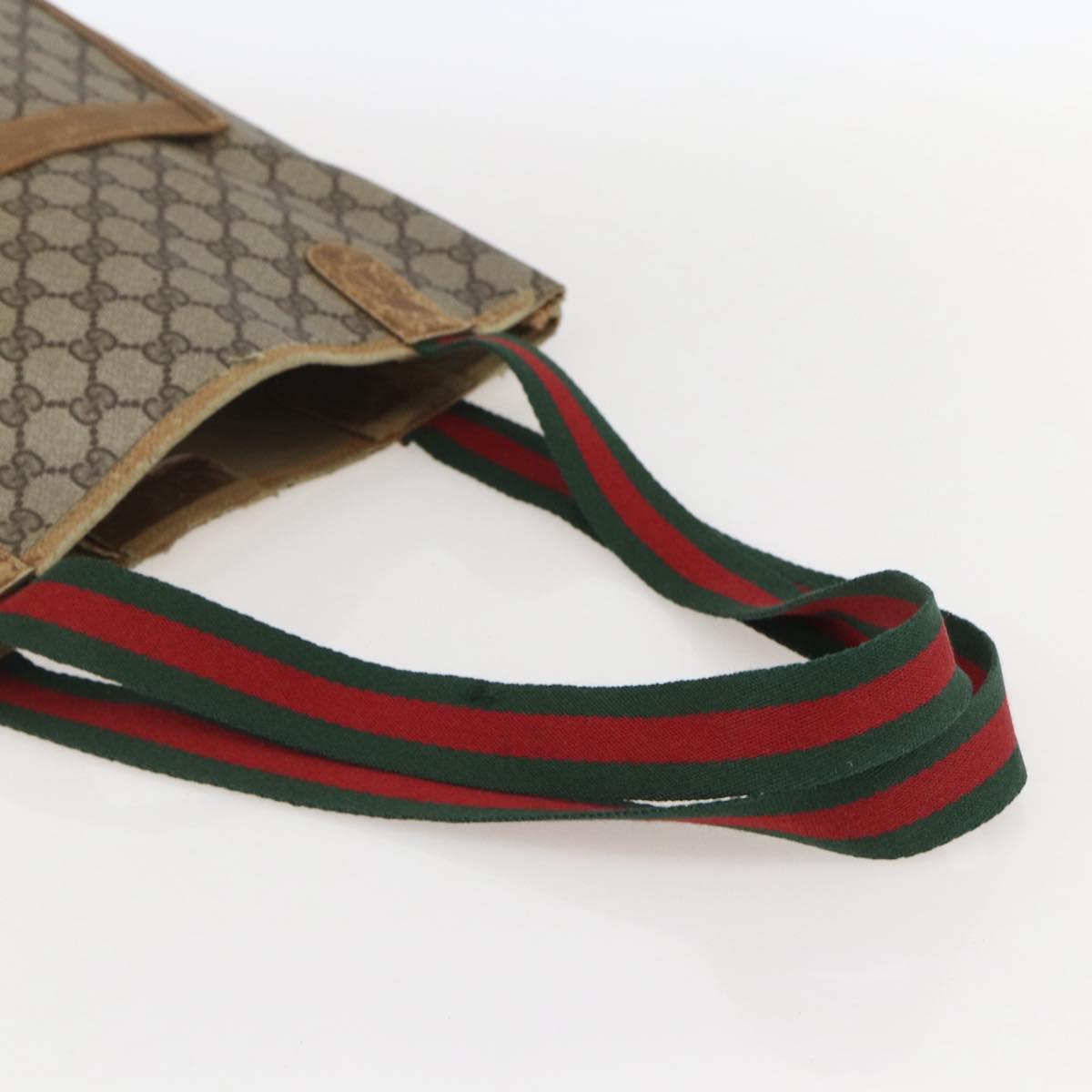 GUCCI GG Supreme Web Sherry Line Tote Bag PVC Beige 40 02 003 Auth 160283