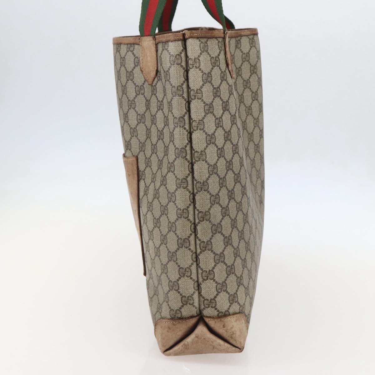 GUCCI GG Supreme Web Sherry Line Tote Bag PVC Beige 002 904 0222 Auth 160284