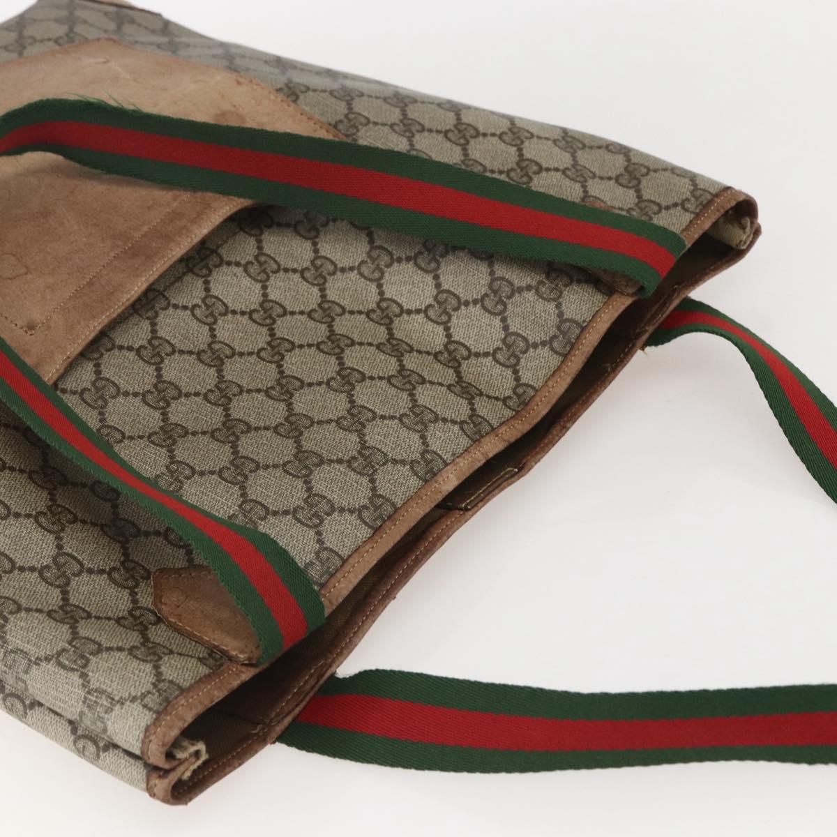 GUCCI GG Supreme Web Sherry Line Tote Bag PVC Beige 002 904 0222 Auth 160284