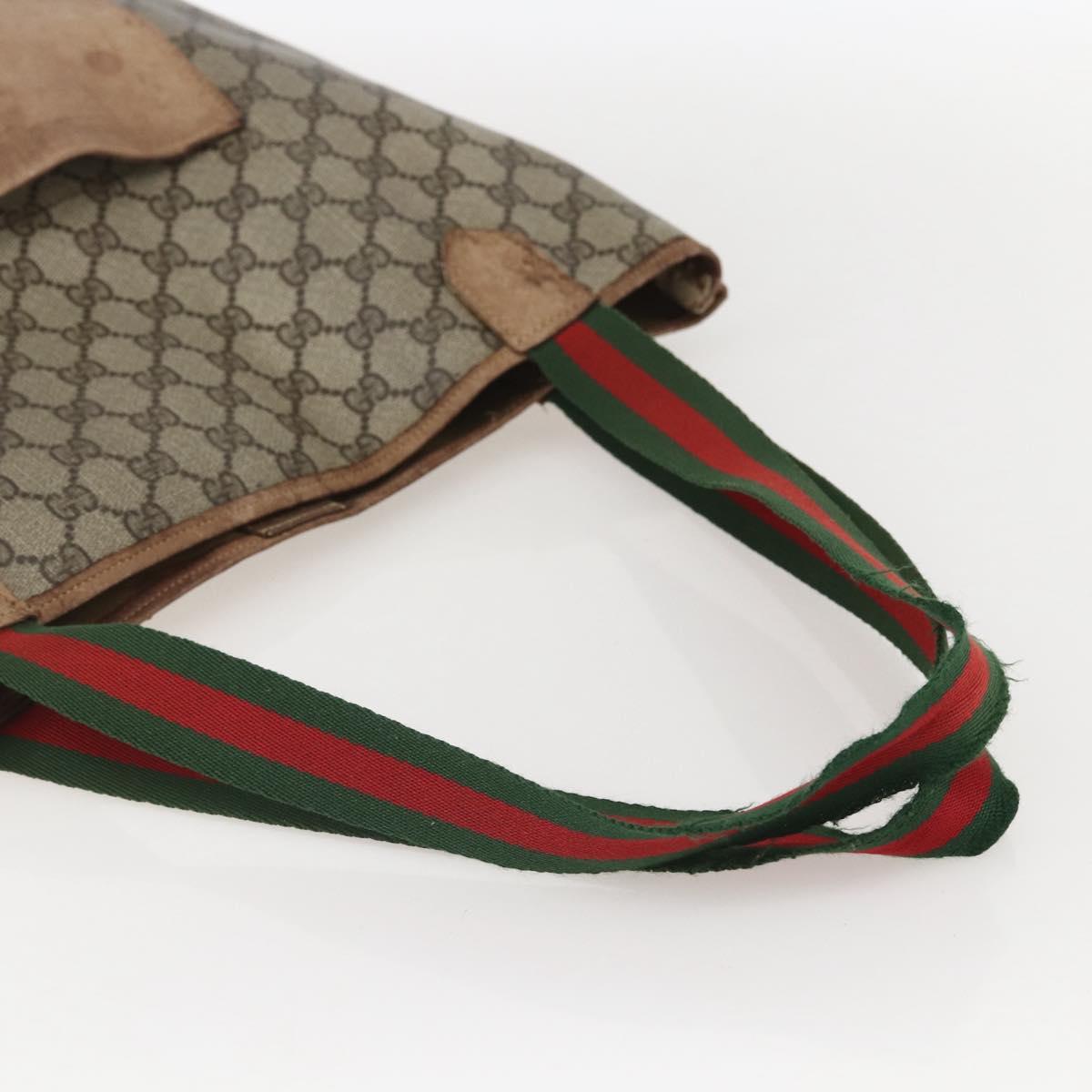 GUCCI GG Supreme Web Sherry Line Tote Bag PVC Beige 002 904 0222 Auth 160284