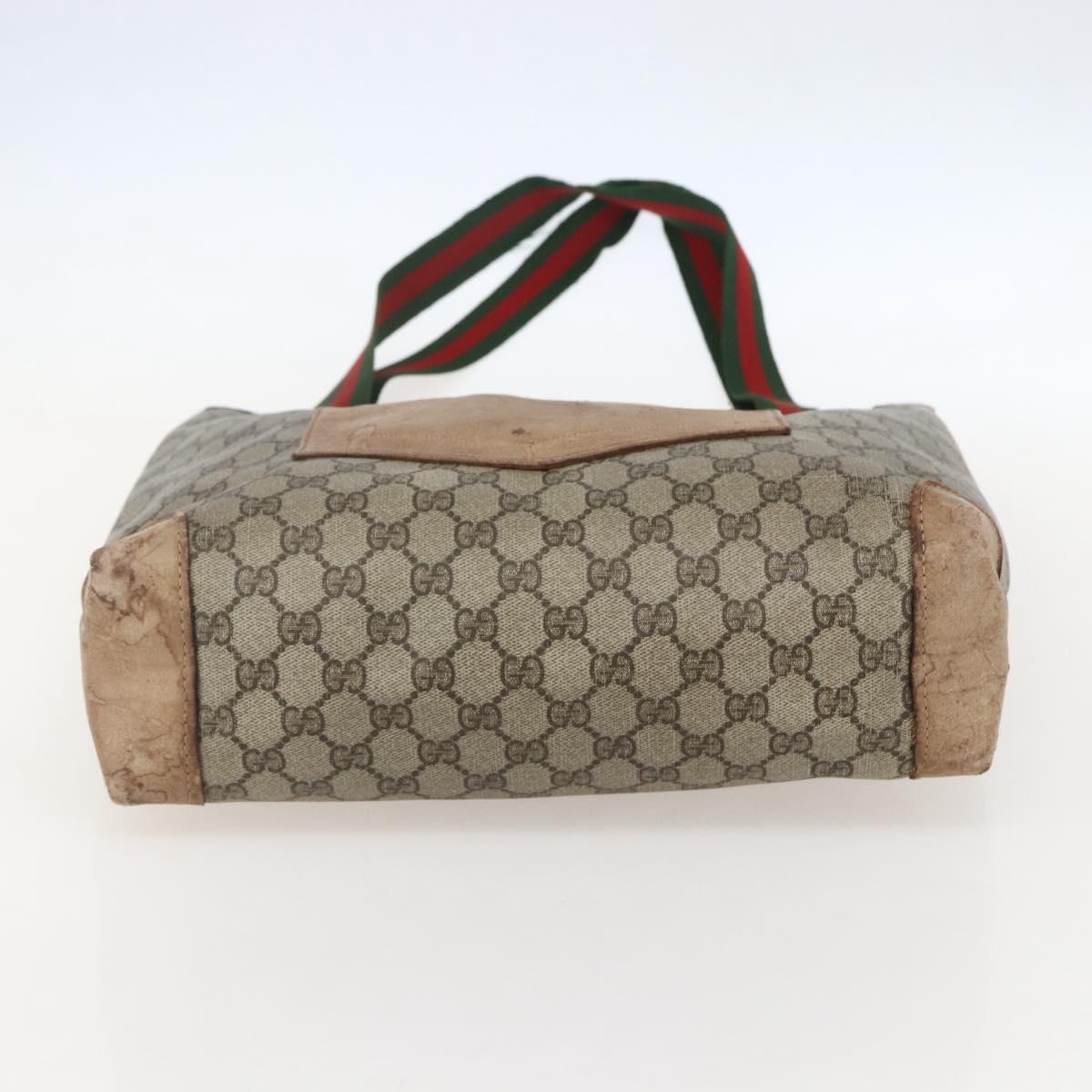 GUCCI GG Supreme Web Sherry Line Tote Bag PVC Beige 002 904 0222 Auth 160284