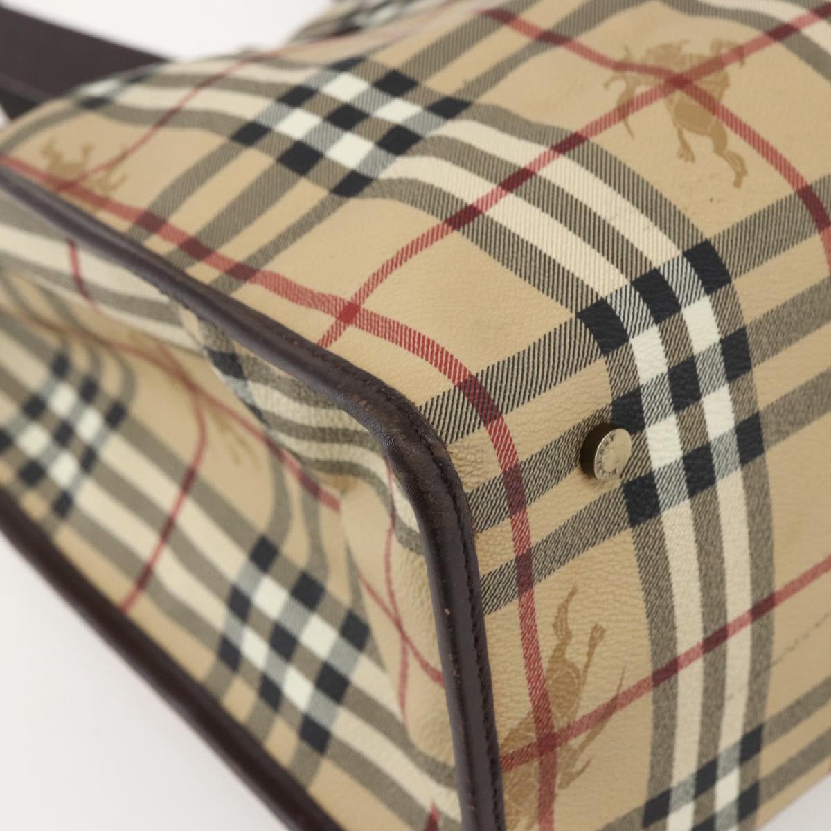 BURBERRY Nova Check Tote Bag PVC Beige Auth 160285
