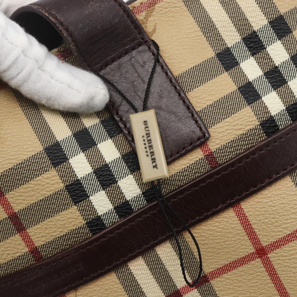 BURBERRY Nova Check Tote Bag PVC Beige Auth 160285