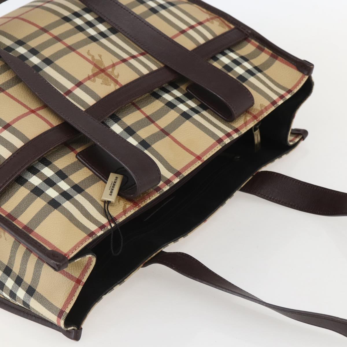 BURBERRY Nova Check Tote Bag PVC Beige Auth 160285