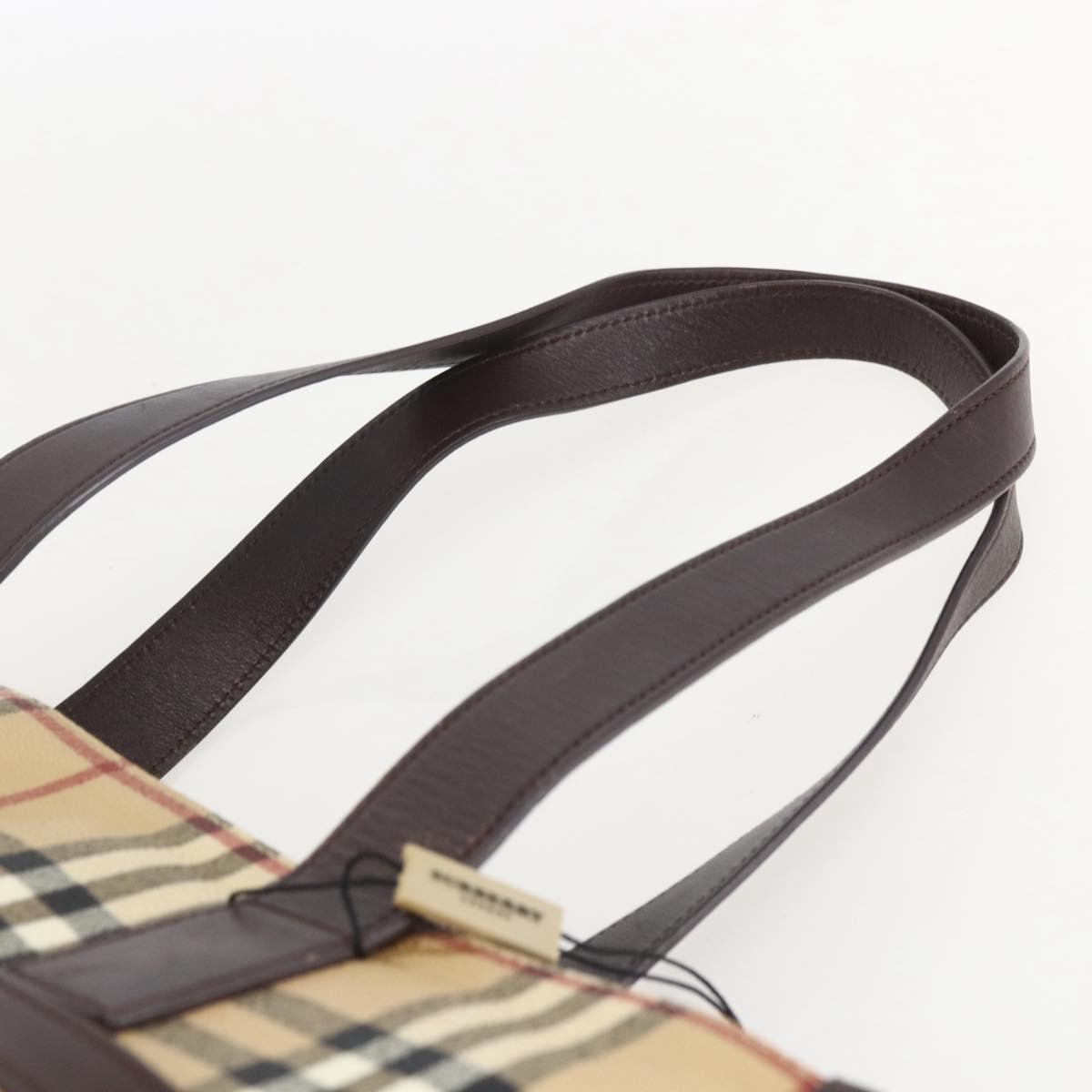 BURBERRY Nova Check Tote Bag PVC Beige Auth 160285