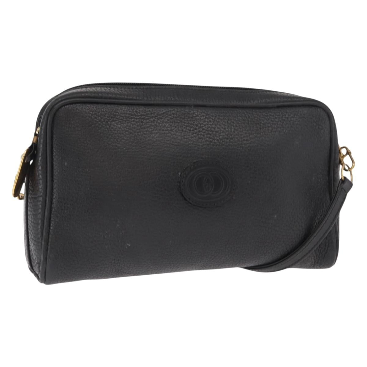 GUCCI Shoulder Bag Leather Black Gold 007 87 0012 Auth 160291