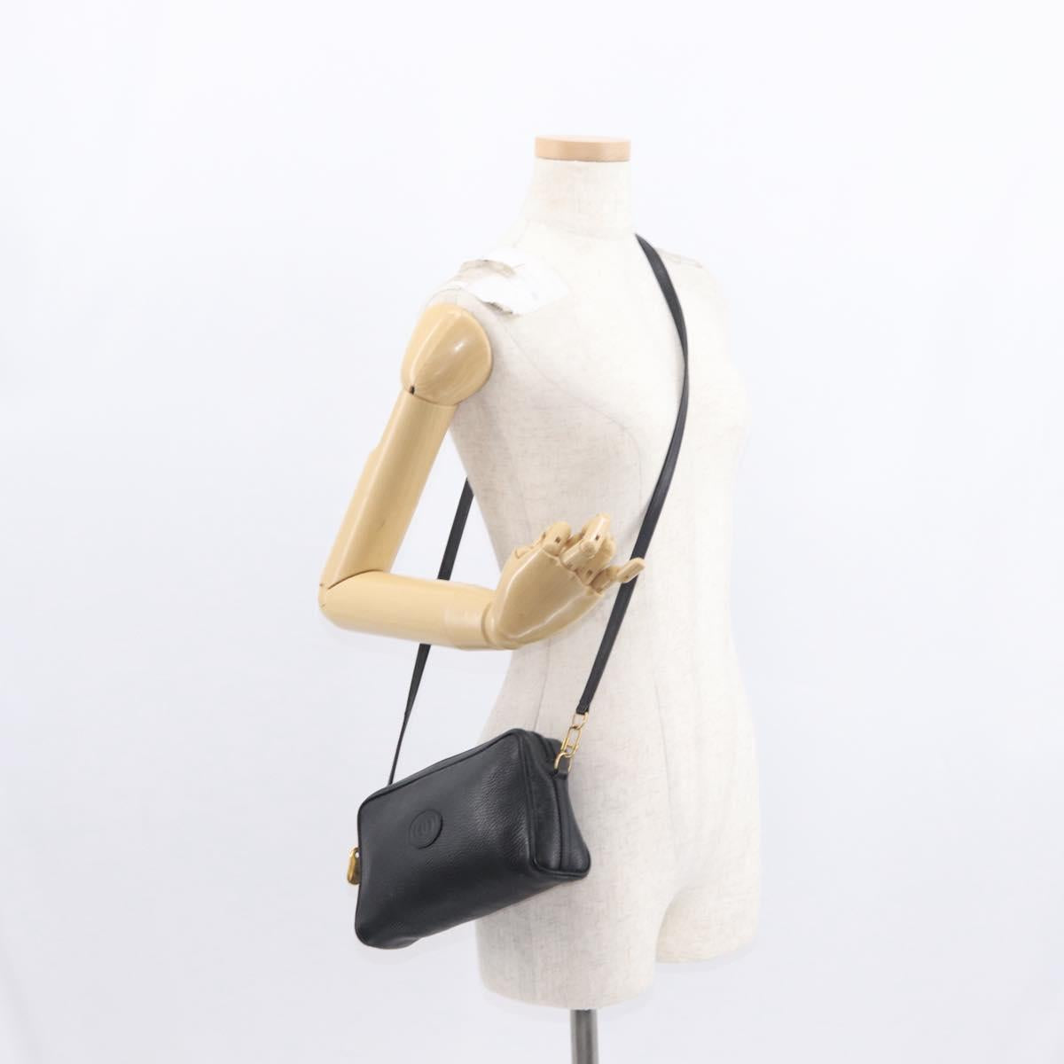 GUCCI Shoulder Bag Leather Black Gold 007 87 0012 Auth 160291