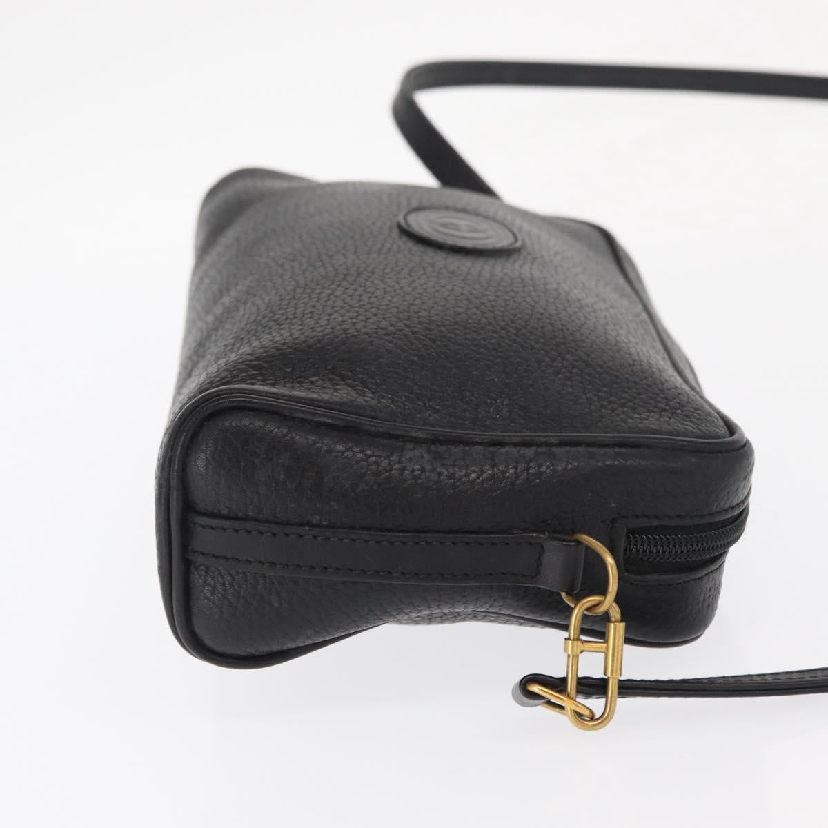 GUCCI Shoulder Bag Leather Black Gold 007 87 0012 Auth 160291