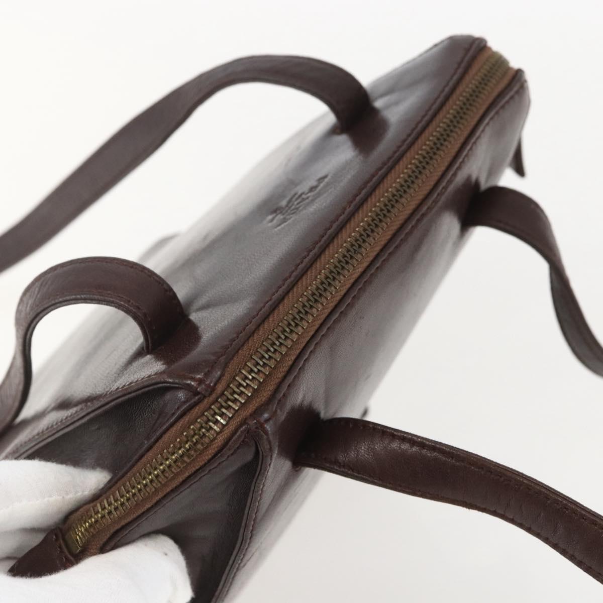PRADA Chain Shoulder Bag Leather plastic Brown Gold Auth 160295
