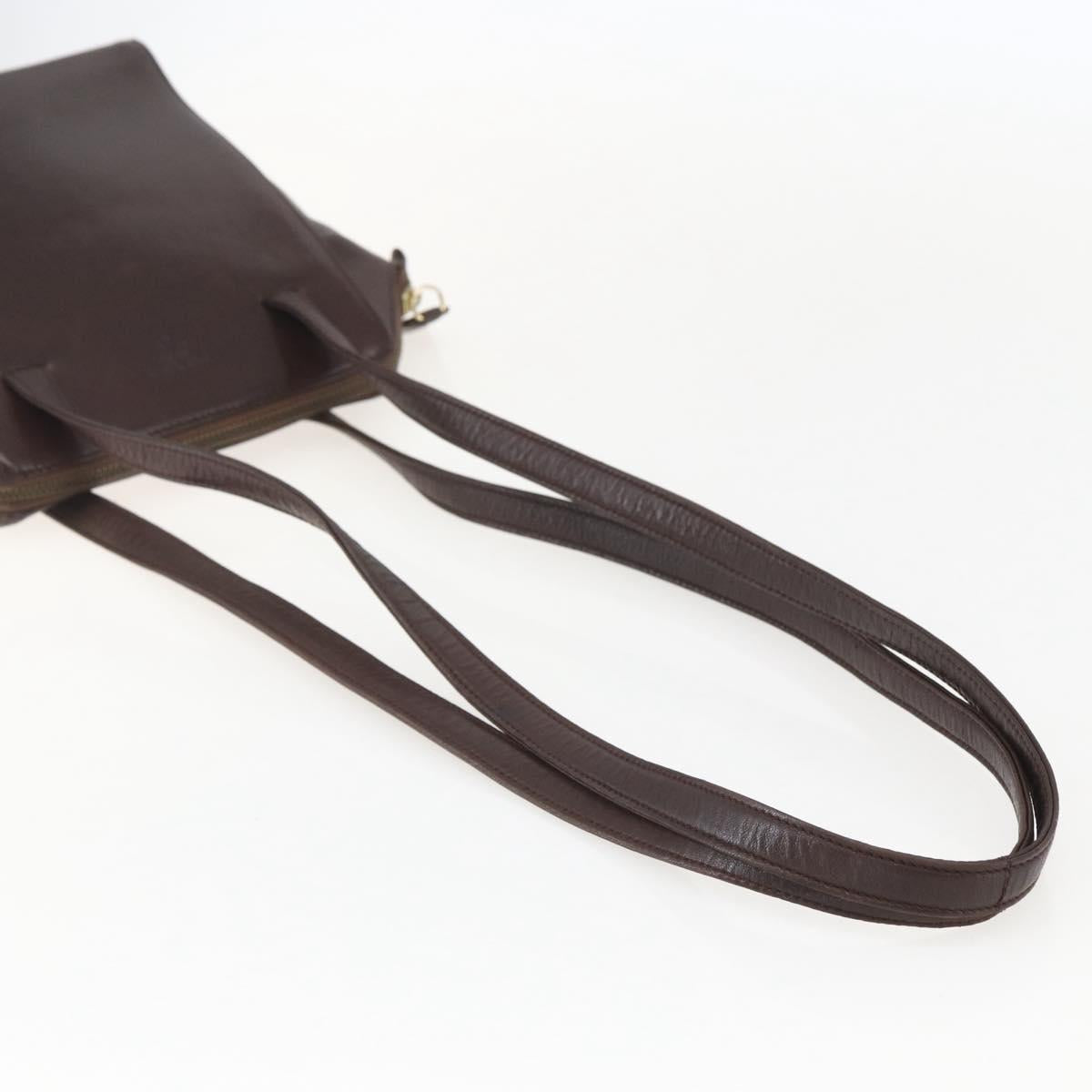 PRADA Chain Shoulder Bag Leather plastic Brown Gold Auth 160295