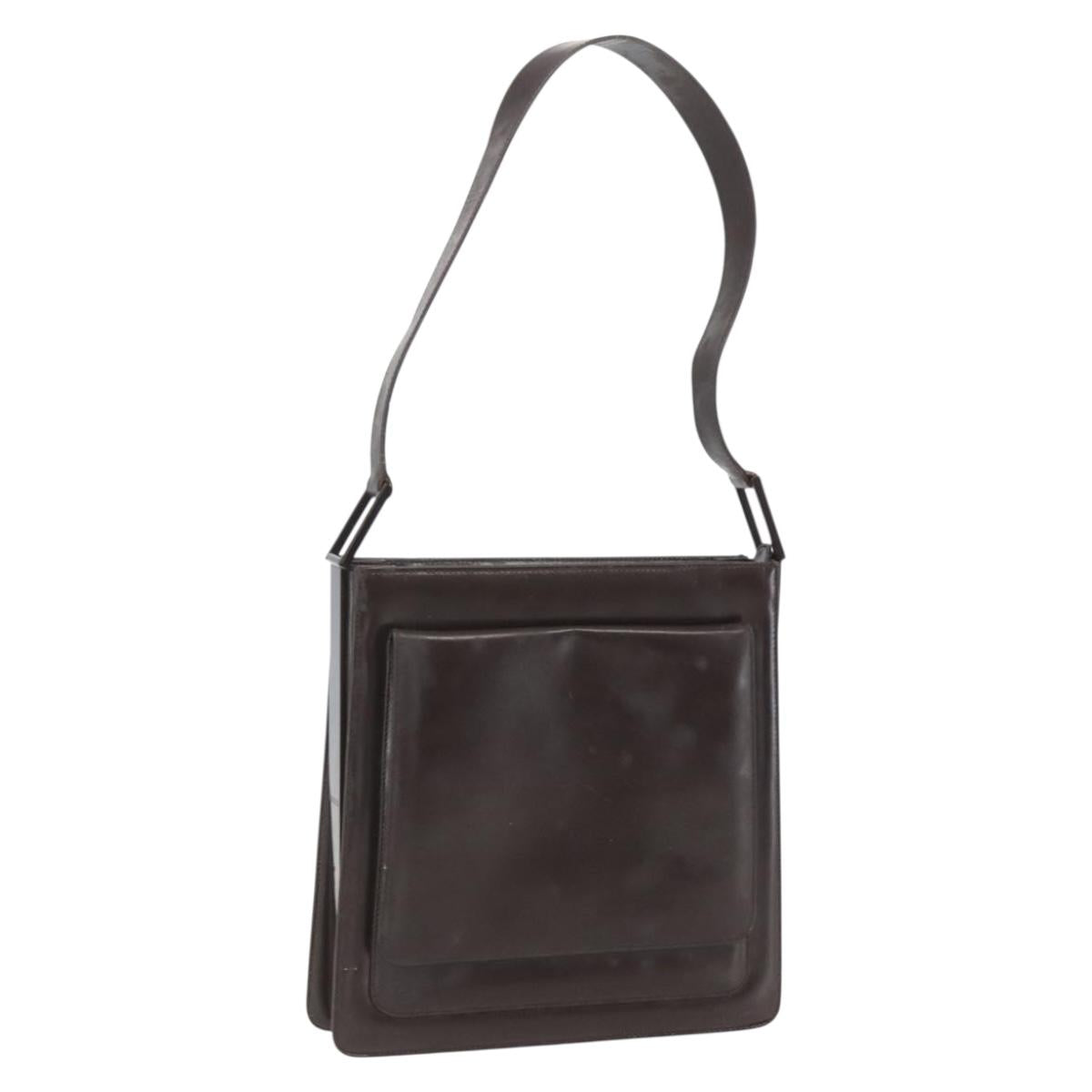 GUCCI Shoulder Bag Leather Brown Auth 160297