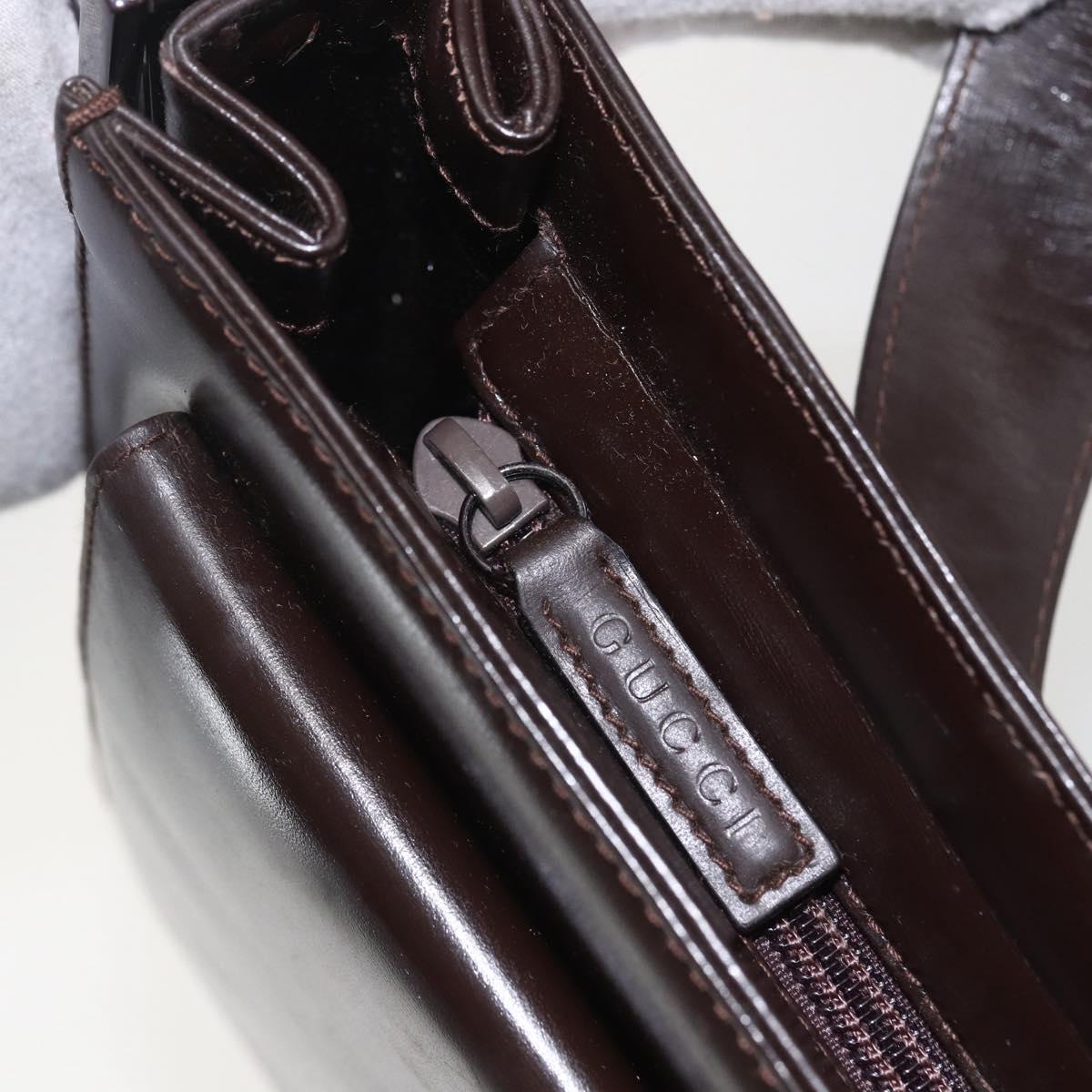 GUCCI Shoulder Bag Leather Brown Auth 160297