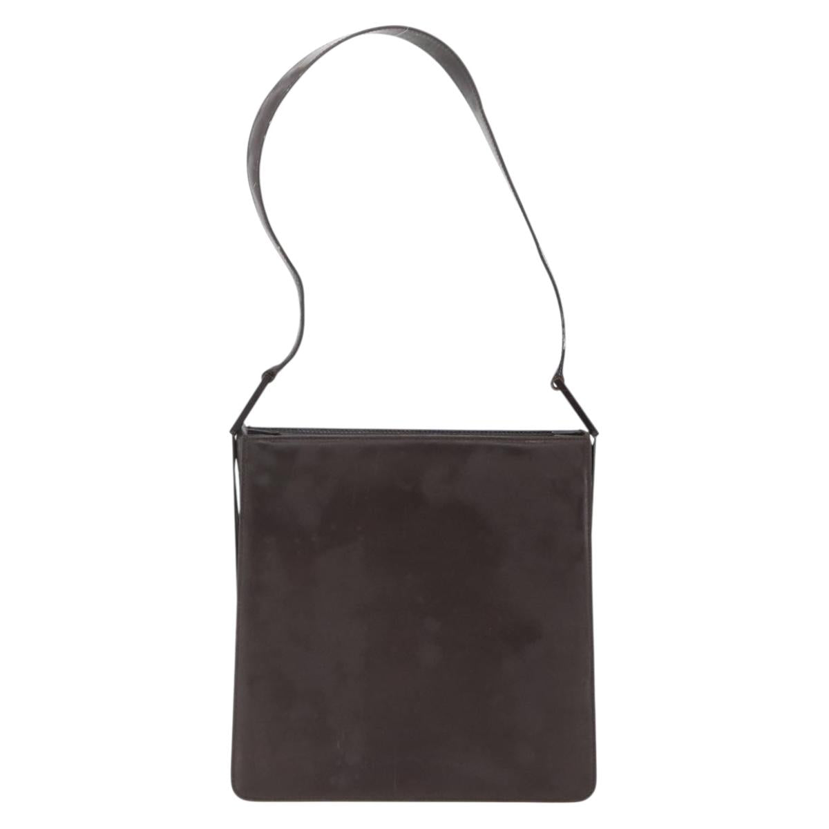 GUCCI Shoulder Bag Leather Brown Auth 160297